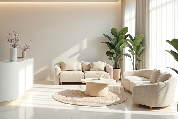 Reception area with couches