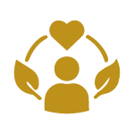 Icon showing a person with leaves and a heart surrounding them