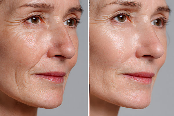 Before and after of a Mature Woman's face
